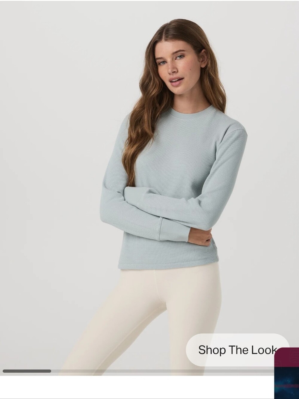 Vuroi Lpng Sleeve Waffle Top Size Medium Blue Haze